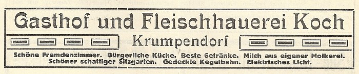 Anzeige Gasthof und Fleischerei Koch Kur-Zeitung vom Wörthersee 1914