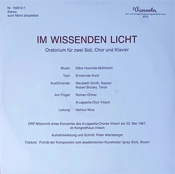 Kläre Hoschek-Mühlheim Inhalt der LP "Im Wissenden Licht"