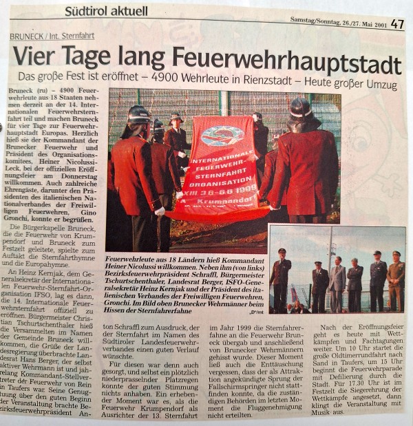 Pressebericht über Sternfahrt Bruneck 2001