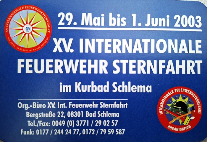 Eintrittskarte 15. Sternfahrt in Kurbad Schlema 2003