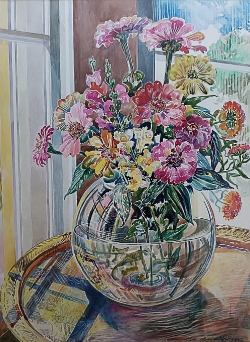 K. M. Kerndle Blumen In Glas Aquarell 1942
