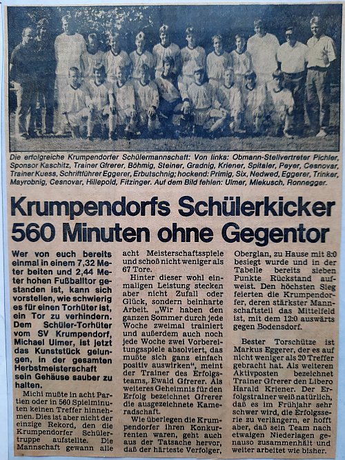Presseartikel Schülermannschaft wird Meister 1987/88