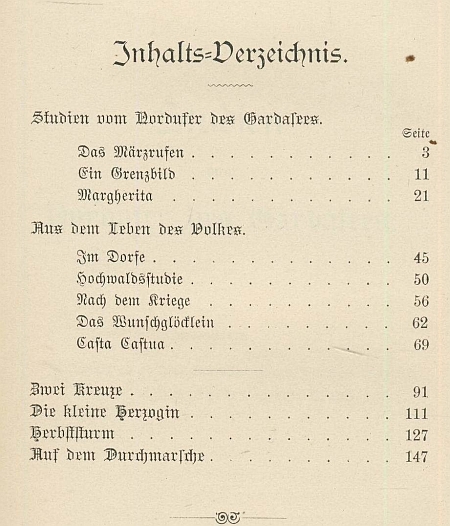 Novellen und Erzählungen Inhalt 1891