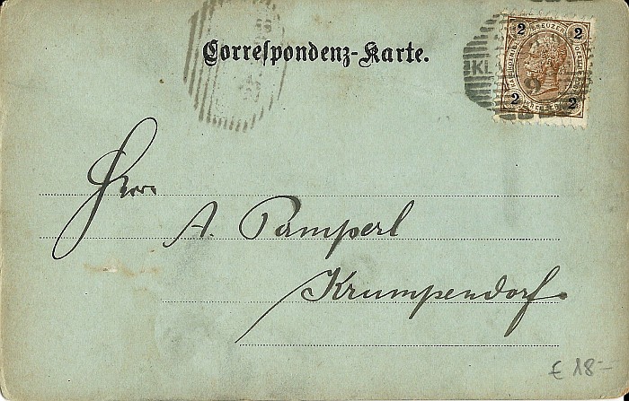 Correspondenzkarte 1898 adressiert an Josef Pamperl