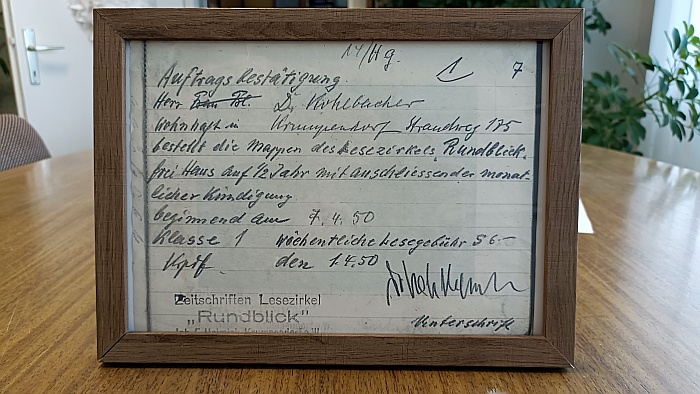 Erste Bestellung einer Lesemappe 1950