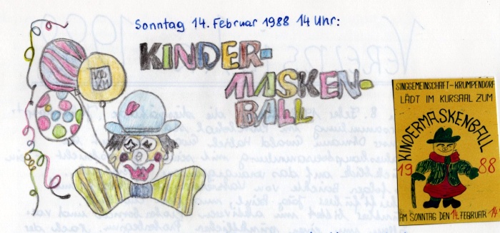 Die Singgemeinschaft lädt zum Kindermaskenball 1988