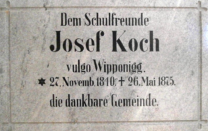 Gedenktafel an den Unterstützer beim Schulbau Josef Koch 1874